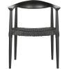 SAFAVIEH Home Collection – Wade Light Oak Teak Wood Arm Chair with Woven Leather Seat, Fully Assembled Mid-Century Modern Accent Chair (FOX1003A)(Black / Black)