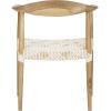 SAFAVIEH Home Collection – Wade Light Oak Teak Wood Arm Chair with Woven Leather Seat, Fully Assembled Mid-Century Modern Accent Chair (FOX1003A)(Light Oak)