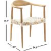 SAFAVIEH Home Collection – Wade Light Oak Teak Wood Arm Chair with Woven Leather Seat, Fully Assembled Mid-Century Modern Accent Chair (FOX1003A)(Light Oak)