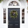 SAFAVIEH Home Collection 31-inch Decorative Artificial Berry & Pine Cone Wreath with Bow (Fully Assembled)(Green)