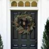 SAFAVIEH Home Collection 31-inch Decorative Artificial Berry & Pine Cone Wreath with Bow (Fully Assembled)(Green/Blue)