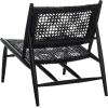 SAFAVIEH Home Collection Bandelier Light Oak Teak Wood/ White Leather Weave Accent Chair (Fully Assembled)(Black / Black)