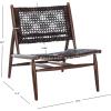 SAFAVIEH Home Collection Bandelier Light Oak Teak Wood/ White Leather Weave Accent Chair (Fully Assembled)(Brown / Brown)