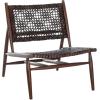 SAFAVIEH Home Collection Bandelier Light Oak Teak Wood/ White Leather Weave Accent Chair (Fully Assembled)(Brown / Brown)