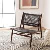 SAFAVIEH Home Collection Bandelier Light Oak Teak Wood/ White Leather Weave Accent Chair (Fully Assembled)(Brown / Brown)