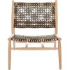 SAFAVIEH Home Collection Bandelier Light Oak Teak Wood/ White Leather Weave Accent Chair (Fully Assembled)(Natural / Brown)