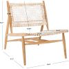 SAFAVIEH Home Collection Bandelier Light Oak Teak Wood/ White Leather Weave Accent Chair (Fully Assembled)(White / Natural)