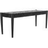 SAFAVIEH Home Collection Bandelier Natural Teak Wood/ Off-White Leather Weave Entryway Foyer Dining Bench(Black / Black)