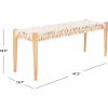 SAFAVIEH Home Collection Bandelier Natural Teak Wood/ Off-White Leather Weave Entryway Foyer Dining Bench(Off White / Natural)