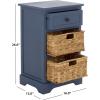 SAFAVIEH Home Collection Carrie Distressed Cream/ Natural Wicker 3-Drawer Storage Nightstand Side Table (Fully Assembled)(Blue)