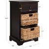 SAFAVIEH Home Collection Carrie Distressed Cream/ Natural Wicker 3-Drawer Storage Nightstand Side Table (Fully Assembled)(Brown)