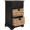 SAFAVIEH Home Collection Carrie Distressed Cream/ Natural Wicker 3-Drawer Storage Nightstand Side Table (Fully Assembled)(Brown)