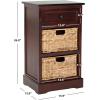 SAFAVIEH Home Collection Carrie Distressed Cream/ Natural Wicker 3-Drawer Storage Nightstand Side Table (Fully Assembled)(Dark Cherry)