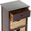 SAFAVIEH Home Collection Carrie Distressed Cream/ Natural Wicker 3-Drawer Storage Nightstand Side Table (Fully Assembled)(Dark Cherry)