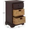 SAFAVIEH Home Collection Carrie Distressed Cream/ Natural Wicker 3-Drawer Storage Nightstand Side Table (Fully Assembled)(Dark Chocolate)