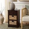 SAFAVIEH Home Collection Carrie Distressed Cream/ Natural Wicker 3-Drawer Storage Nightstand Side Table (Fully Assembled)(Dark Chocolate)