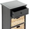 SAFAVIEH Home Collection Carrie Distressed Cream/ Natural Wicker 3-Drawer Storage Nightstand Side Table (Fully Assembled)(Distressed Black)