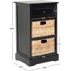 SAFAVIEH Home Collection Carrie Distressed Cream/ Natural Wicker 3-Drawer Storage Nightstand Side Table (Fully Assembled)(Distressed Black)
