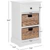 SAFAVIEH Home Collection Carrie Distressed Cream/ Natural Wicker 3-Drawer Storage Nightstand Side Table (Fully Assembled)(Distressed Cream)