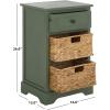 SAFAVIEH Home Collection Carrie Distressed Cream/ Natural Wicker 3-Drawer Storage Nightstand Side Table (Fully Assembled)(Dusty Green)