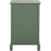 SAFAVIEH Home Collection Carrie Distressed Cream/ Natural Wicker 3-Drawer Storage Nightstand Side Table (Fully Assembled)(Dusty Green)