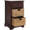 SAFAVIEH Home Collection Carrie Distressed Cream/ Natural Wicker 3-Drawer Storage Nightstand Side Table (Fully Assembled)(Red)