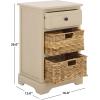 SAFAVIEH Home Collection Carrie Distressed Cream/ Natural Wicker 3-Drawer Storage Nightstand Side Table (Fully Assembled)(Sand)