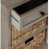 SAFAVIEH Home Collection Carrie Distressed Cream/ Natural Wicker 3-Drawer Storage Nightstand Side Table (Fully Assembled)(Vintage Grey)
