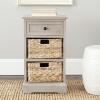 SAFAVIEH Home Collection Carrie Distressed Cream/ Natural Wicker 3-Drawer Storage Nightstand Side Table (Fully Assembled)(Vintage Grey)