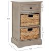 SAFAVIEH Home Collection Carrie Distressed Cream/ Natural Wicker 3-Drawer Storage Nightstand Side Table (Fully Assembled)(Vintage Grey)