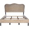 SAFAVIEH Home Collection Daejon Coastal Rattan Legs Camelback Headboard Queen Size Bed BED8001A-Q, Grey/Espresso(Grey / Espresso)