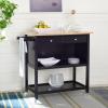 SAFAVIEH Home Collection Daley Natural/White 1-Drawer 2-Shelf Storage Dining Room Trolley Kitchen Cart with Wheels KCH1402B(Natural/Matte Black)