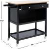 SAFAVIEH Home Collection Daley Natural/White 1-Drawer 2-Shelf Storage Dining Room Trolley Kitchen Cart with Wheels KCH1402B(Natural/Matte Black)