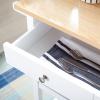 SAFAVIEH Home Collection Daley Natural/White 1-Drawer 2-Shelf Storage Dining Room Trolley Kitchen Cart with Wheels KCH1402B(Natural/White)