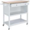 SAFAVIEH Home Collection Daley Natural/White 1-Drawer 2-Shelf Storage Dining Room Trolley Kitchen Cart with Wheels KCH1402B(Natural/White)