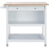 SAFAVIEH Home Collection Daley Natural/White 1-Drawer 2-Shelf Storage Dining Room Trolley Kitchen Cart with Wheels KCH1402B(Natural/White)
