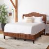SAFAVIEH Home Collection Finola Coastal Braided Rattan Legs Queen Size Bed BED8002A-Q, Natural/Espresso(Brown / Espresso)