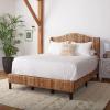 SAFAVIEH Home Collection Finola Coastal Braided Rattan Legs Queen Size Bed BED8002A-Q, Natural/Espresso(Natural / Espresso)