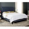 SAFAVIEH Home Collection Hathaway Taupe & Rustic Oak Bed, Queen(Light Grey)