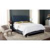 SAFAVIEH Home Collection Hathaway Taupe & Rustic Oak Bed, Queen(Navy)
