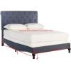 SAFAVIEH Home Collection Hathaway Taupe & Rustic Oak Bed, Queen(Navy)