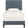 SAFAVIEH Home Collection Hathaway Taupe & Rustic Oak Bed, Queen(Navy)