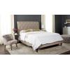SAFAVIEH Home Collection Hathaway Taupe & Rustic Oak Bed, Queen(Taupe/Rustic Oak)