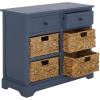 SAFAVIEH Home Collection Herman White Wash 6-Drawer Wicker Basket Storage Unit, Fully Assembled (AMH5702G)(Blue)