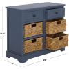 SAFAVIEH Home Collection Herman White Wash 6-Drawer Wicker Basket Storage Unit, Fully Assembled (AMH5702G)(Blue)