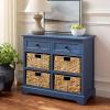 SAFAVIEH Home Collection Herman White Wash 6-Drawer Wicker Basket Storage Unit, Fully Assembled (AMH5702G)(Blue)