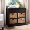 SAFAVIEH Home Collection Herman White Wash 6-Drawer Wicker Basket Storage Unit, Fully Assembled (AMH5702G)(Brown)