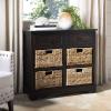 SAFAVIEH Home Collection Herman White Wash 6-Drawer Wicker Basket Storage Unit, Fully Assembled (AMH5702G)(Brown)