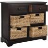 SAFAVIEH Home Collection Herman White Wash 6-Drawer Wicker Basket Storage Unit, Fully Assembled (AMH5702G)(Brown)