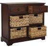 SAFAVIEH Home Collection Herman White Wash 6-Drawer Wicker Basket Storage Unit, Fully Assembled (AMH5702G)(Dark Cherry)